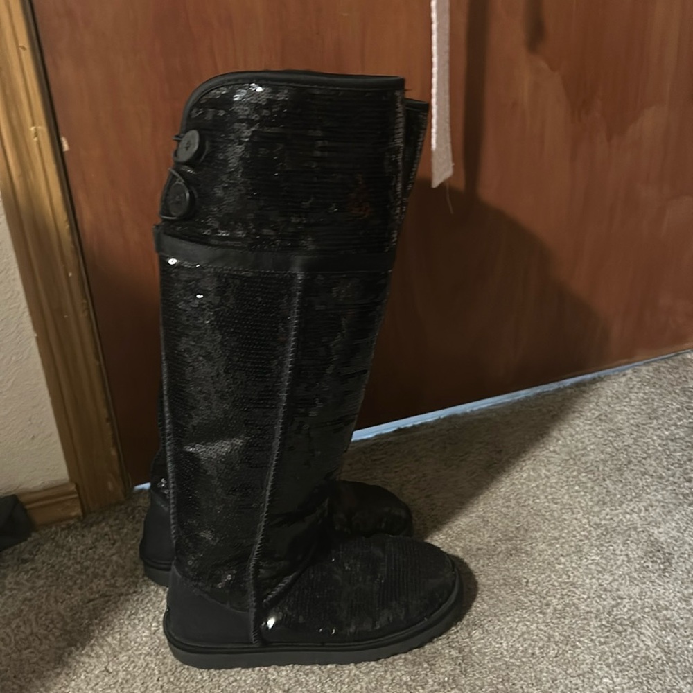 Ugg Sequin Over the Knee Boots Black Bailey Button Boots Designer Winter #751